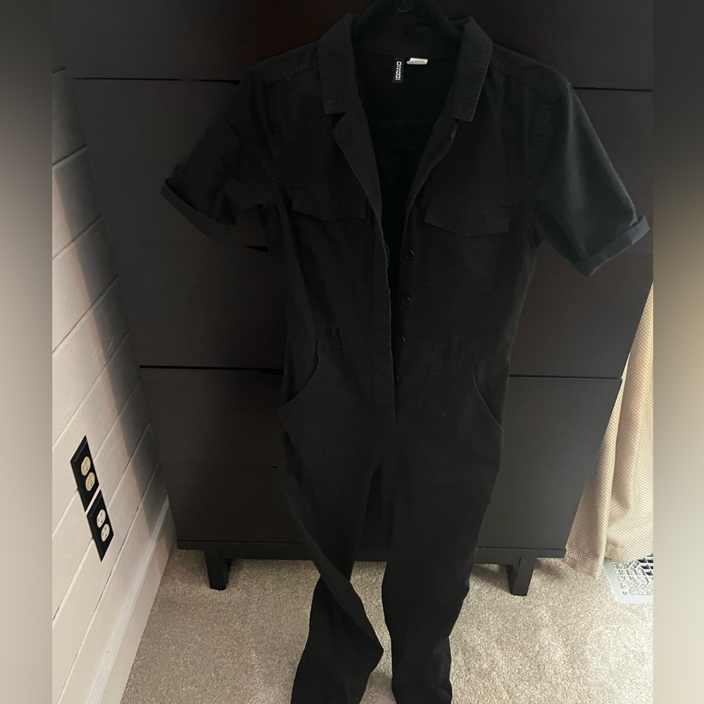 Black utility jump suit
